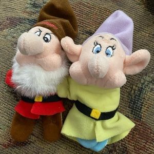 Snow White Seven Dwarfs GRUMPY and DOPEY Bean Bag Magnetic Mini Plushes